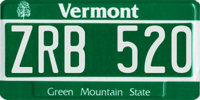 VT license plate ZRB520
