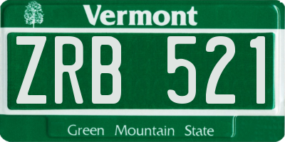 VT license plate ZRB521
