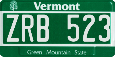 VT license plate ZRB523