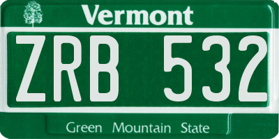 VT license plate ZRB532