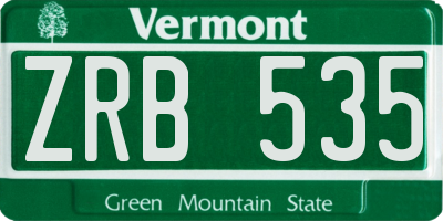 VT license plate ZRB535