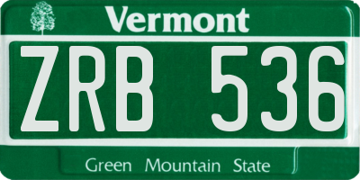 VT license plate ZRB536