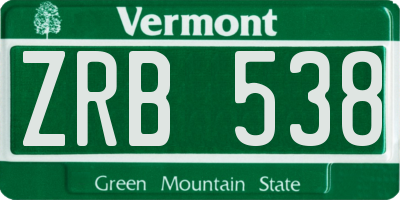 VT license plate ZRB538