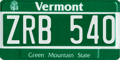 VT license plate ZRB540