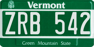 VT license plate ZRB542