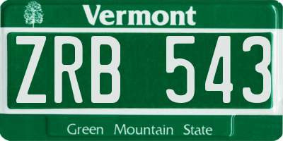 VT license plate ZRB543