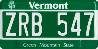 VT license plate ZRB547