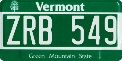 VT license plate ZRB549