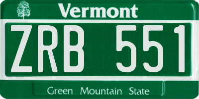 VT license plate ZRB551