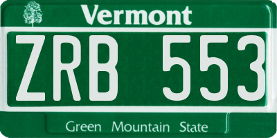 VT license plate ZRB553