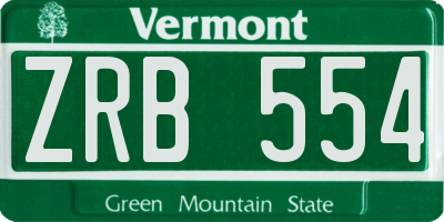 VT license plate ZRB554