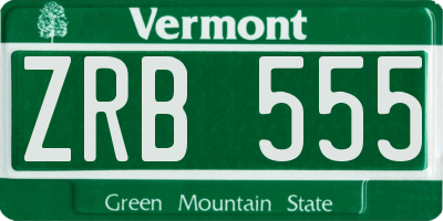 VT license plate ZRB555