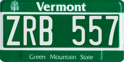 VT license plate ZRB557