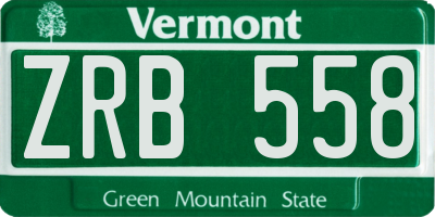 VT license plate ZRB558
