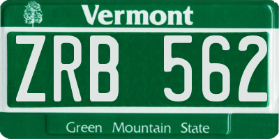 VT license plate ZRB562
