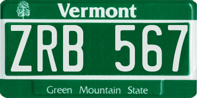 VT license plate ZRB567