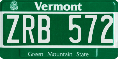 VT license plate ZRB572
