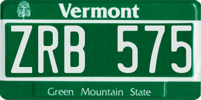 VT license plate ZRB575