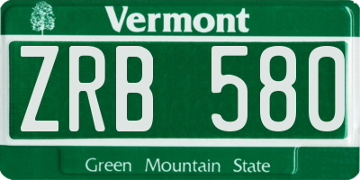 VT license plate ZRB580