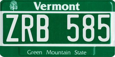 VT license plate ZRB585