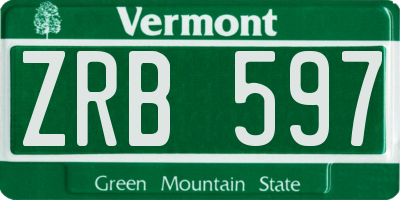 VT license plate ZRB597