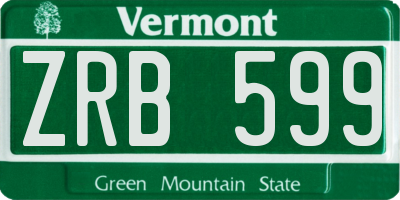 VT license plate ZRB599