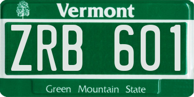 VT license plate ZRB601