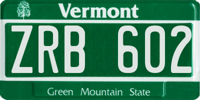 VT license plate ZRB602