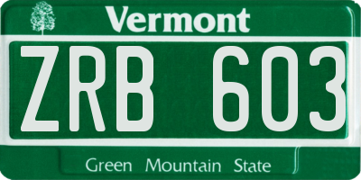 VT license plate ZRB603