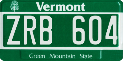 VT license plate ZRB604