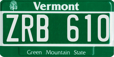 VT license plate ZRB610