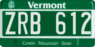 VT license plate ZRB612