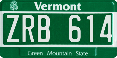 VT license plate ZRB614