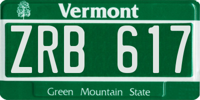 VT license plate ZRB617
