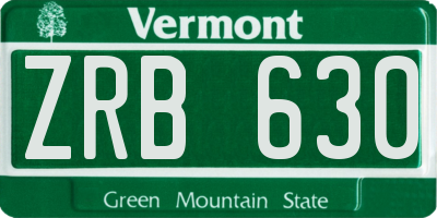 VT license plate ZRB630