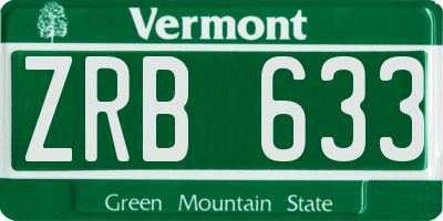 VT license plate ZRB633