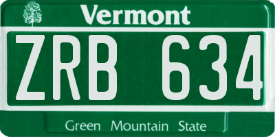VT license plate ZRB634