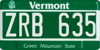 VT license plate ZRB635
