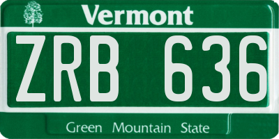 VT license plate ZRB636
