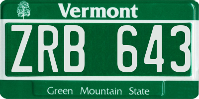VT license plate ZRB643