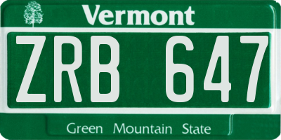 VT license plate ZRB647