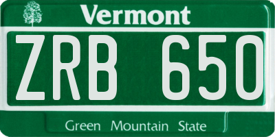 VT license plate ZRB650