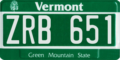 VT license plate ZRB651