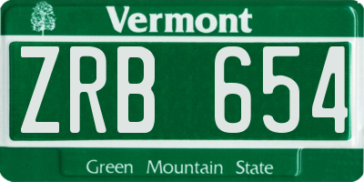 VT license plate ZRB654