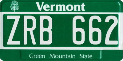 VT license plate ZRB662
