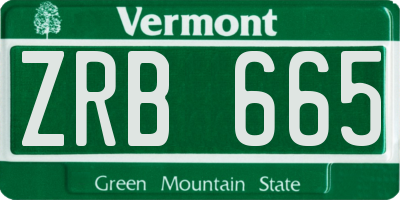VT license plate ZRB665