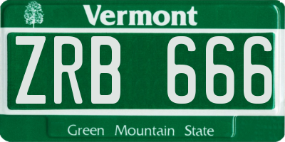 VT license plate ZRB666