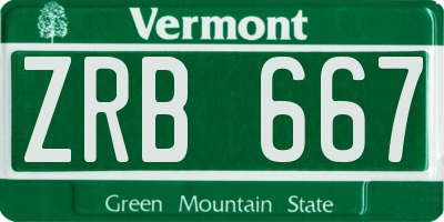 VT license plate ZRB667