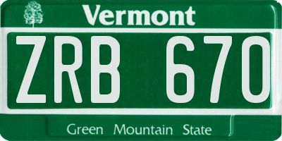 VT license plate ZRB670