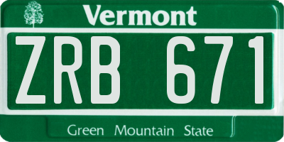 VT license plate ZRB671